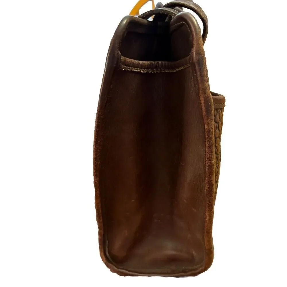 Brighton Croc Embossed Brown Patent Shoulder Purse ( well-loved see pics)‎